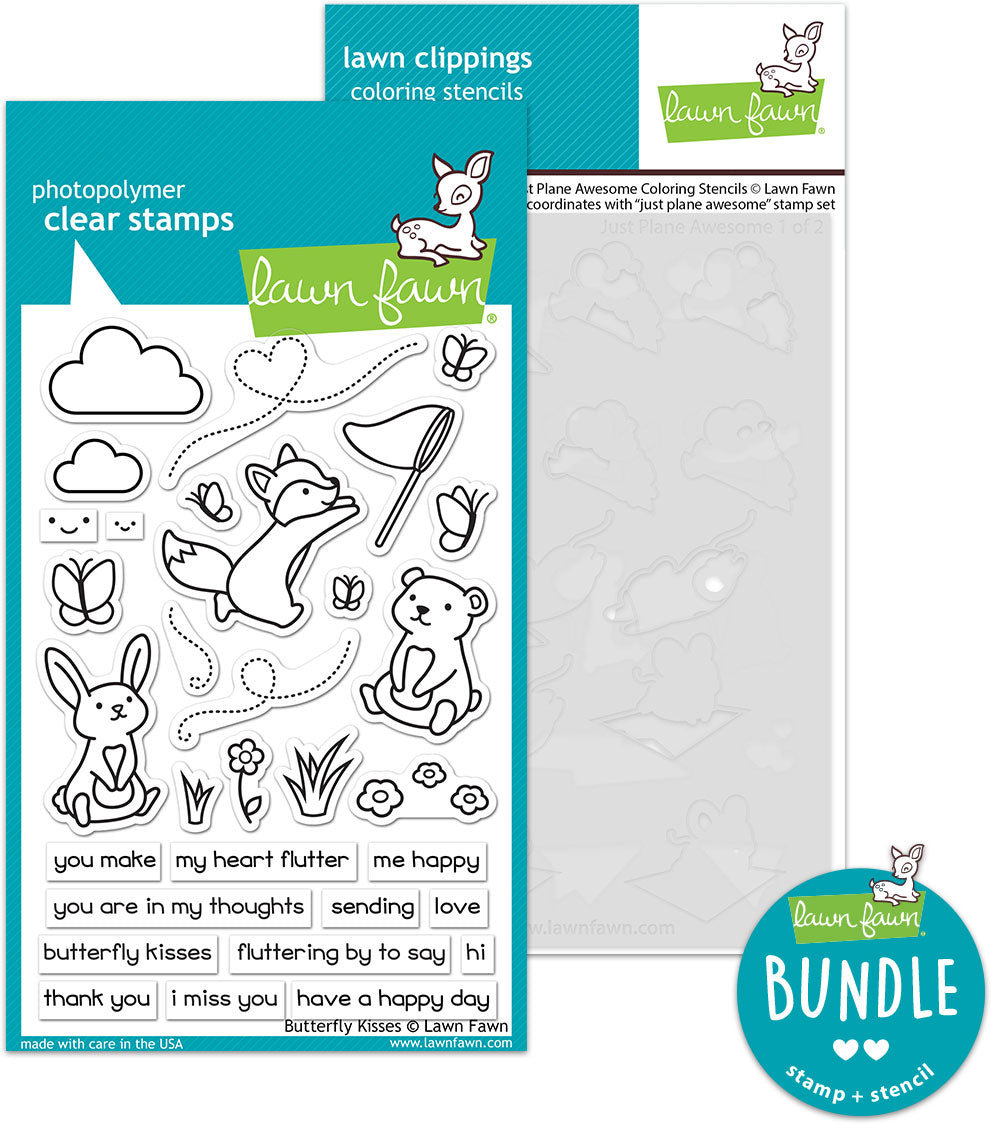 butterfly kisses (stamp+coloring stencil bundle)