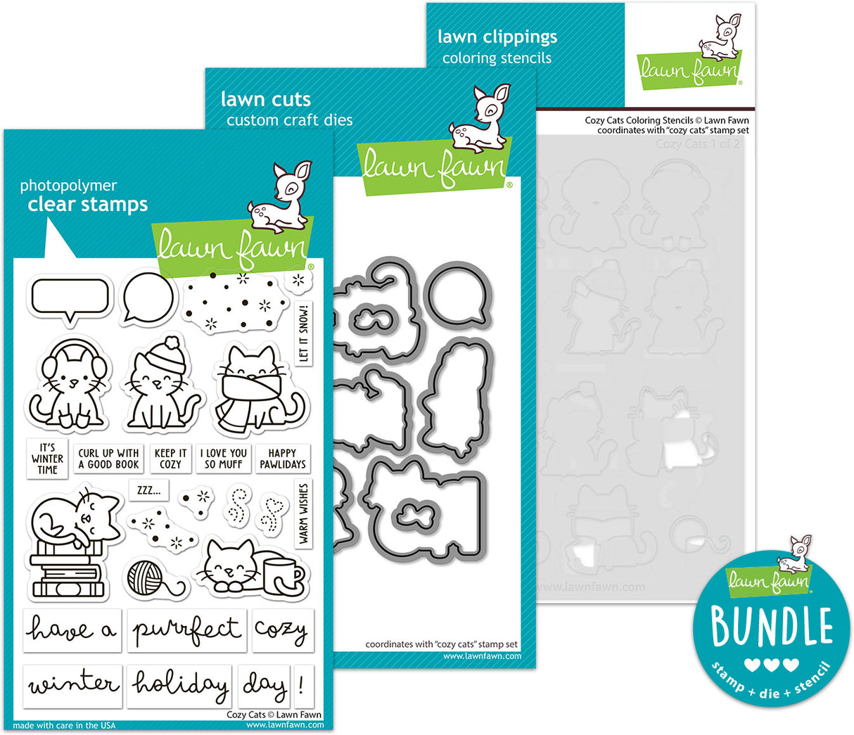 cozy cats (stamp+die+coloring stencil bundle)