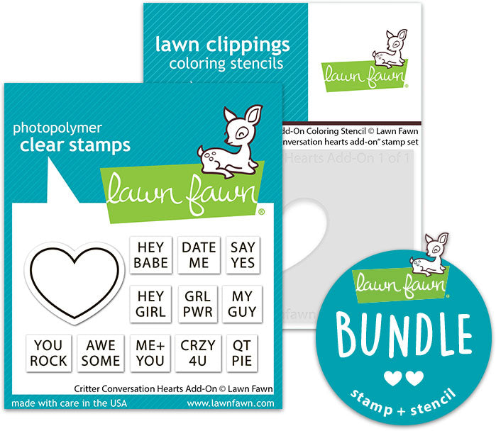 critter conversation hearts add-on (stamp+coloring stencil bundle)