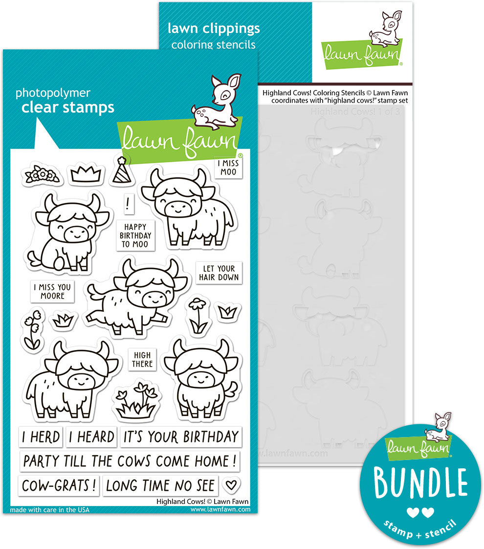 highland cows! (stamp+coloring stencil bundle)