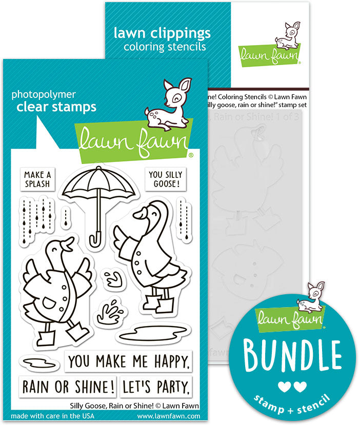 silly goose, rain or shine! (stamp+coloring stencil bundle)