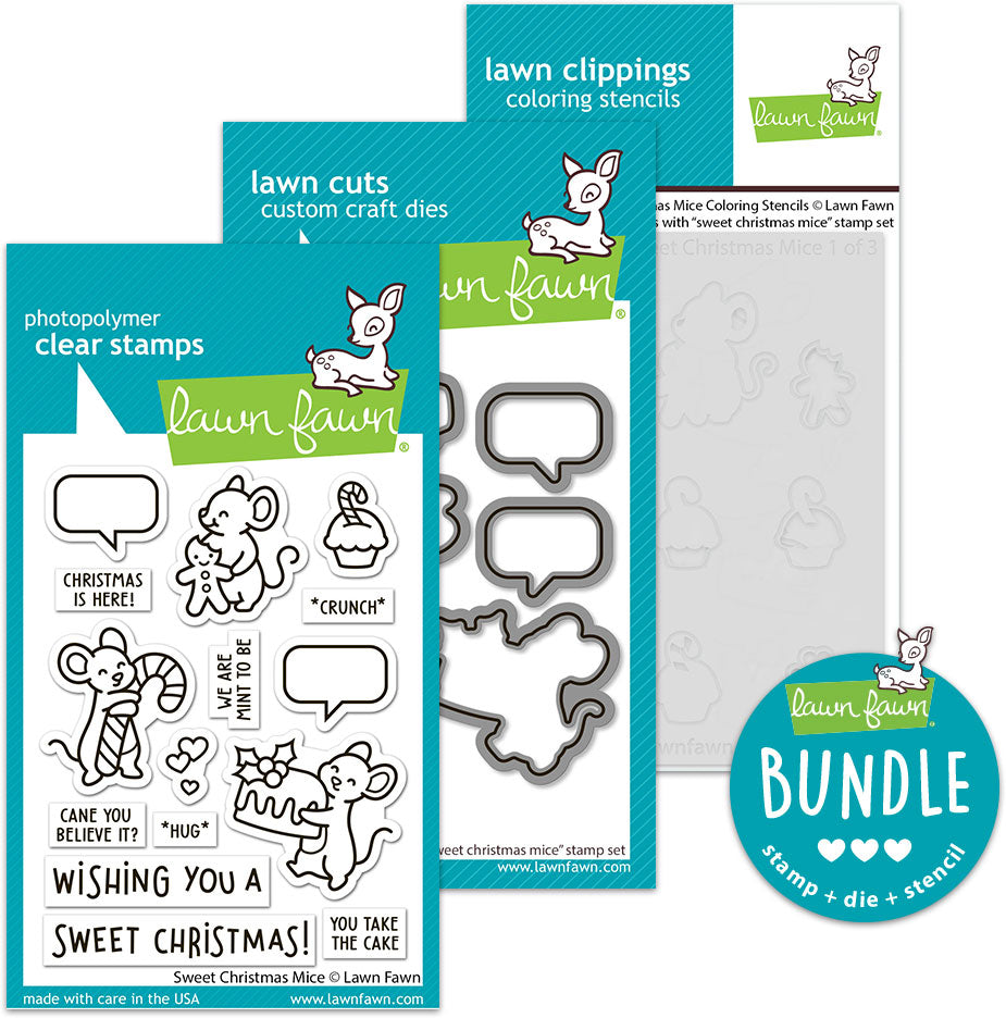 sweet christmas mice (stamp+die+coloring stencil bundle)