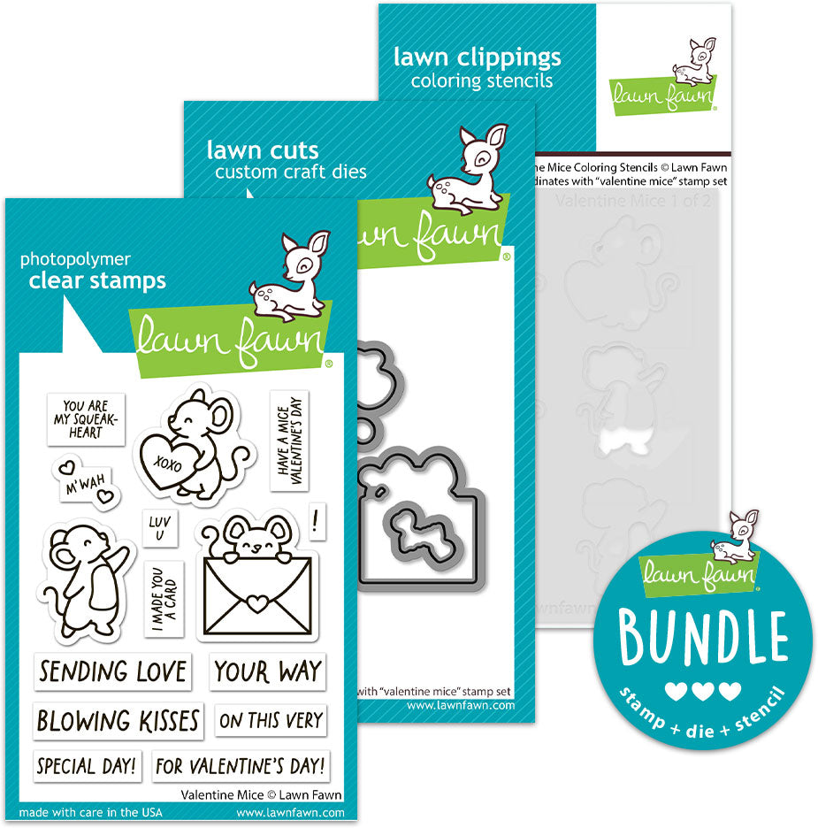 valentine mice (stamp+die+coloring stencil bundle)