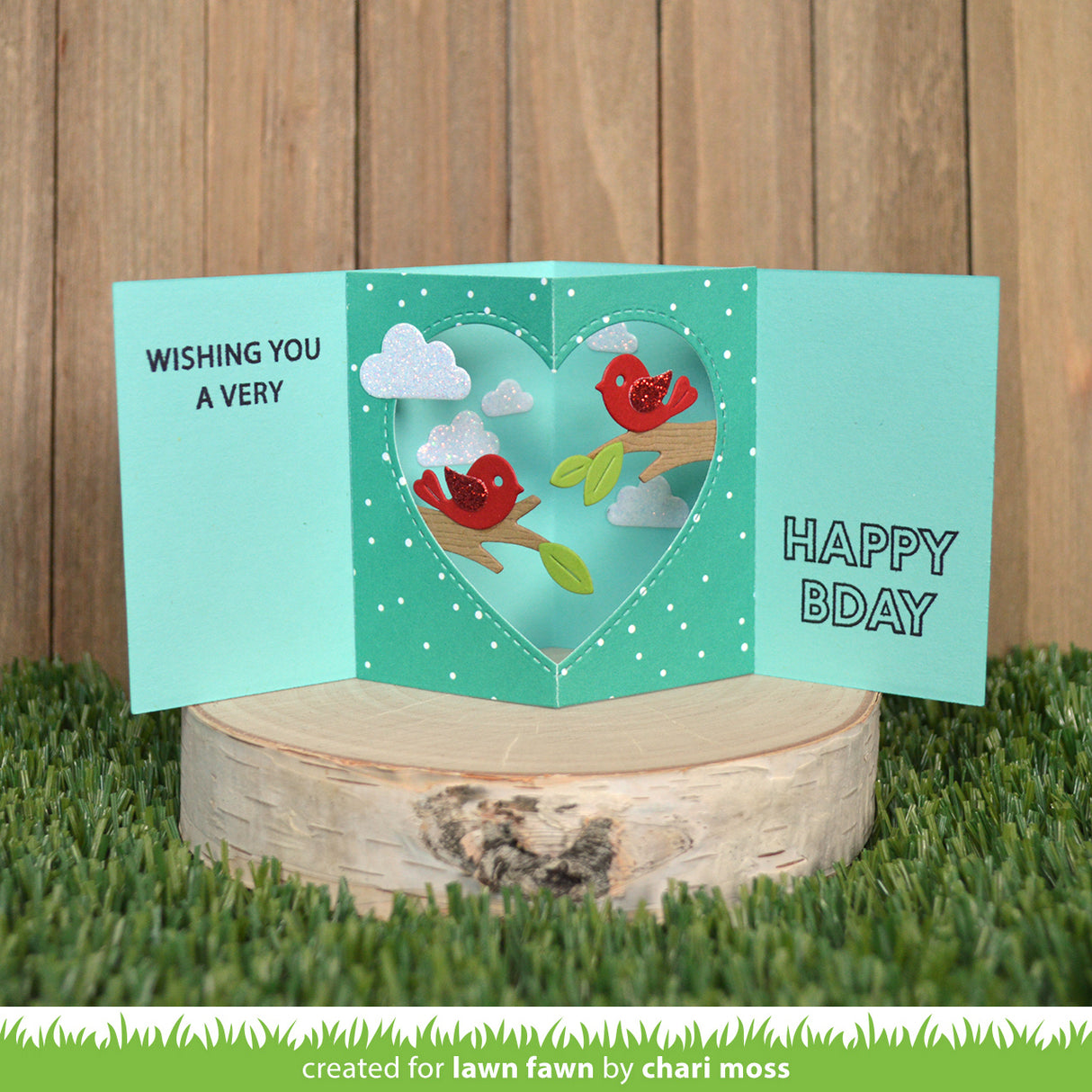 center picture window card heart add-on