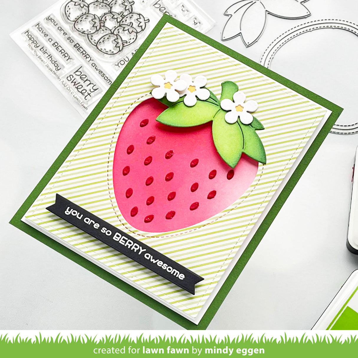 outside in stitched strawberry