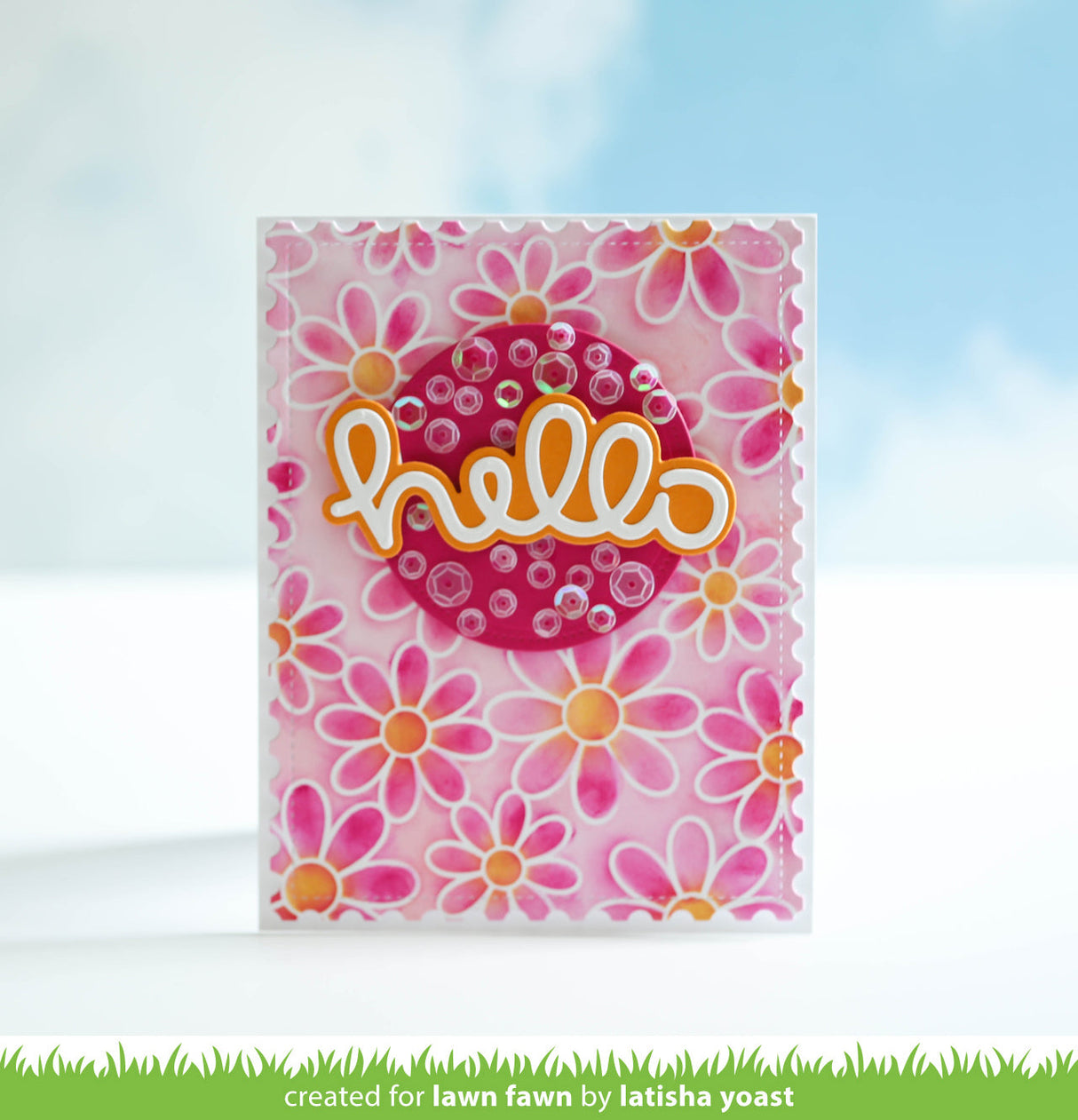 daisy bloom outline background stencil