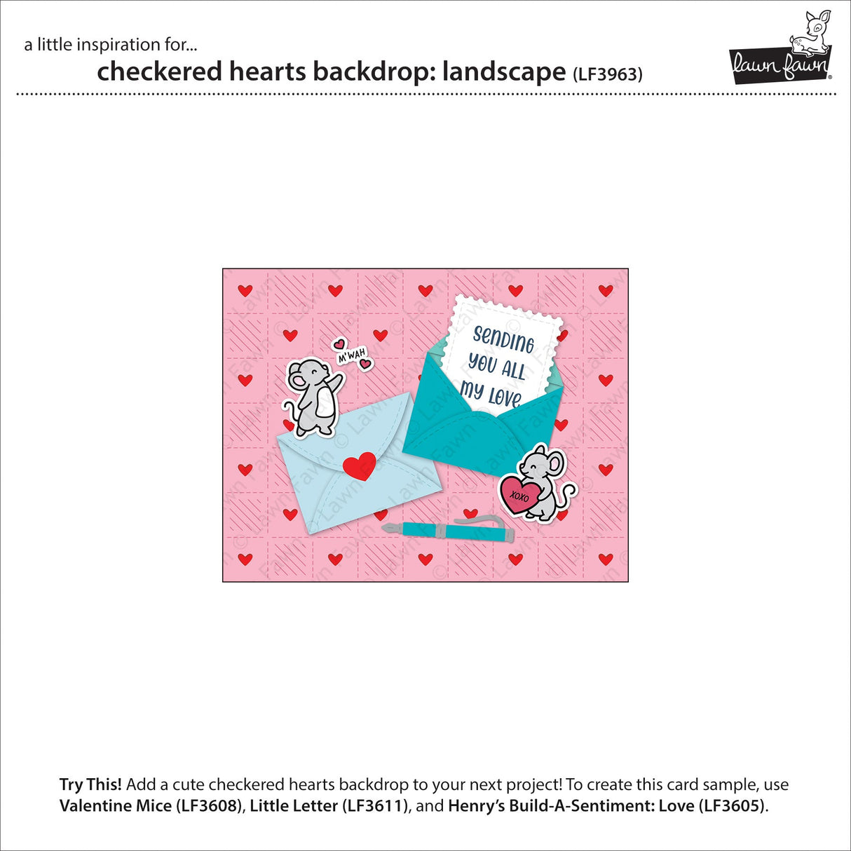 checkered hearts backdrop: landscape