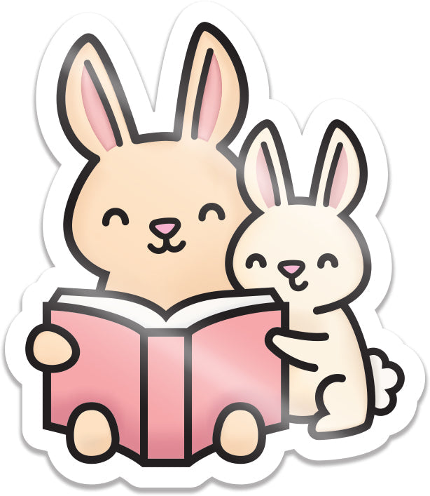 reading bunnies vinyl sticker