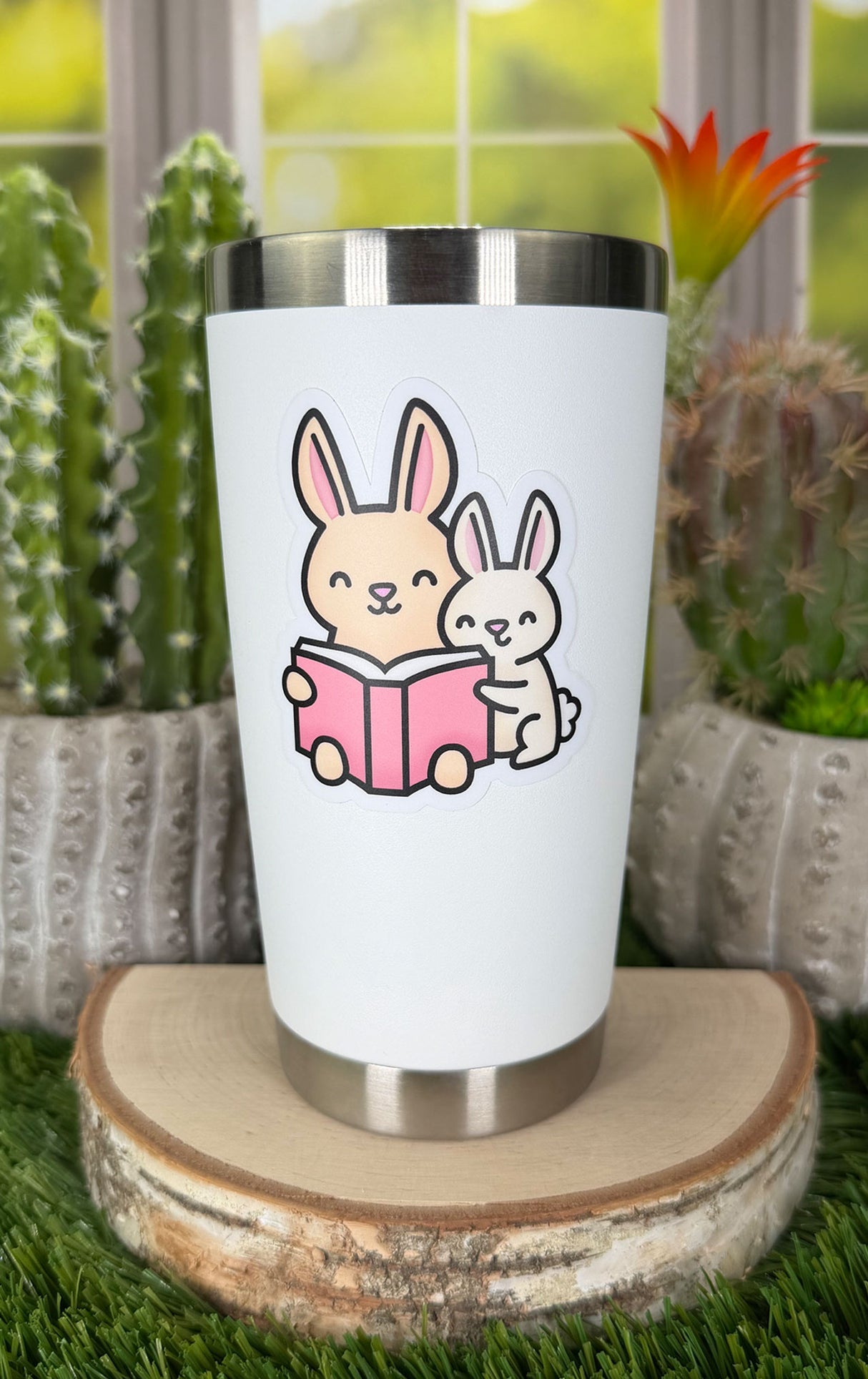 reading bunnies vinyl sticker