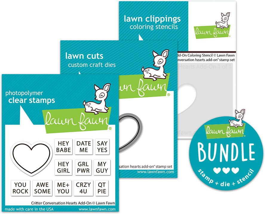 critter conversation hearts add-on (stamp+die+coloring stencil bundle)