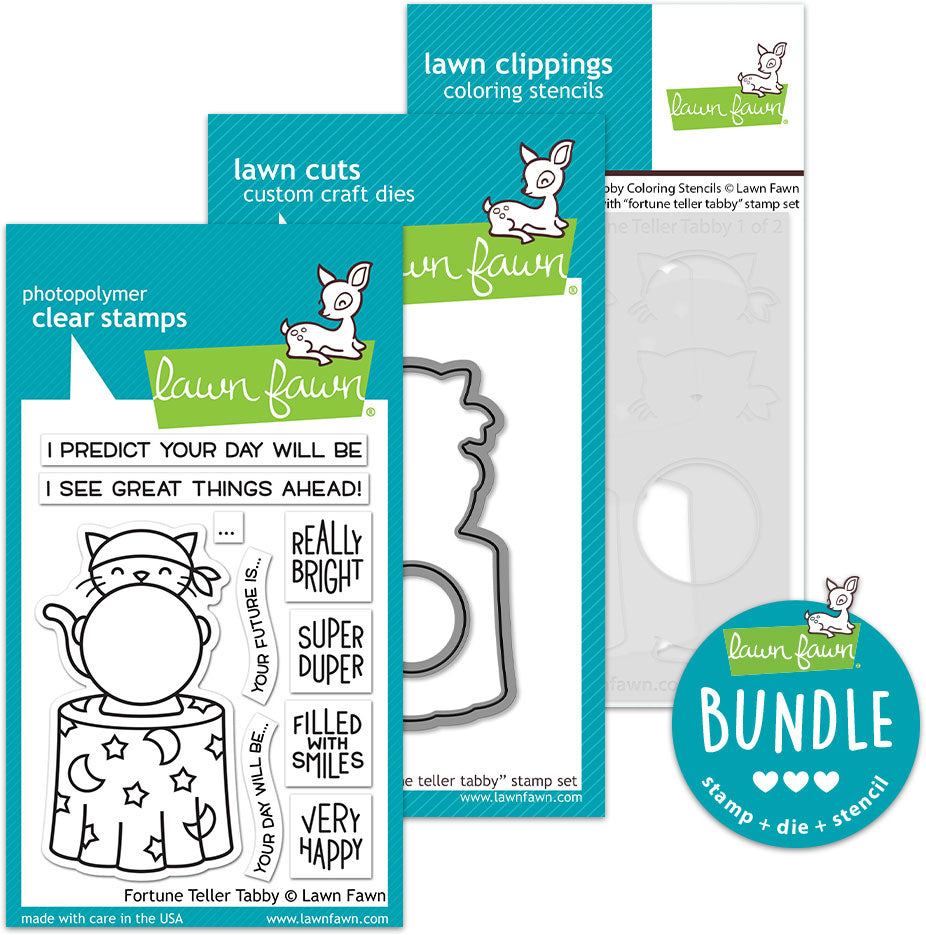 fortune teller tabby (stamp+die+coloring stencil bundle)