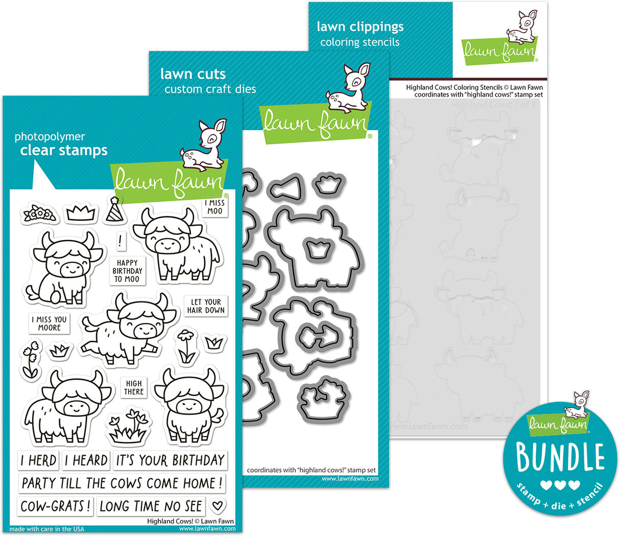 highland cows! (stamp+die+coloring stencil bundle)