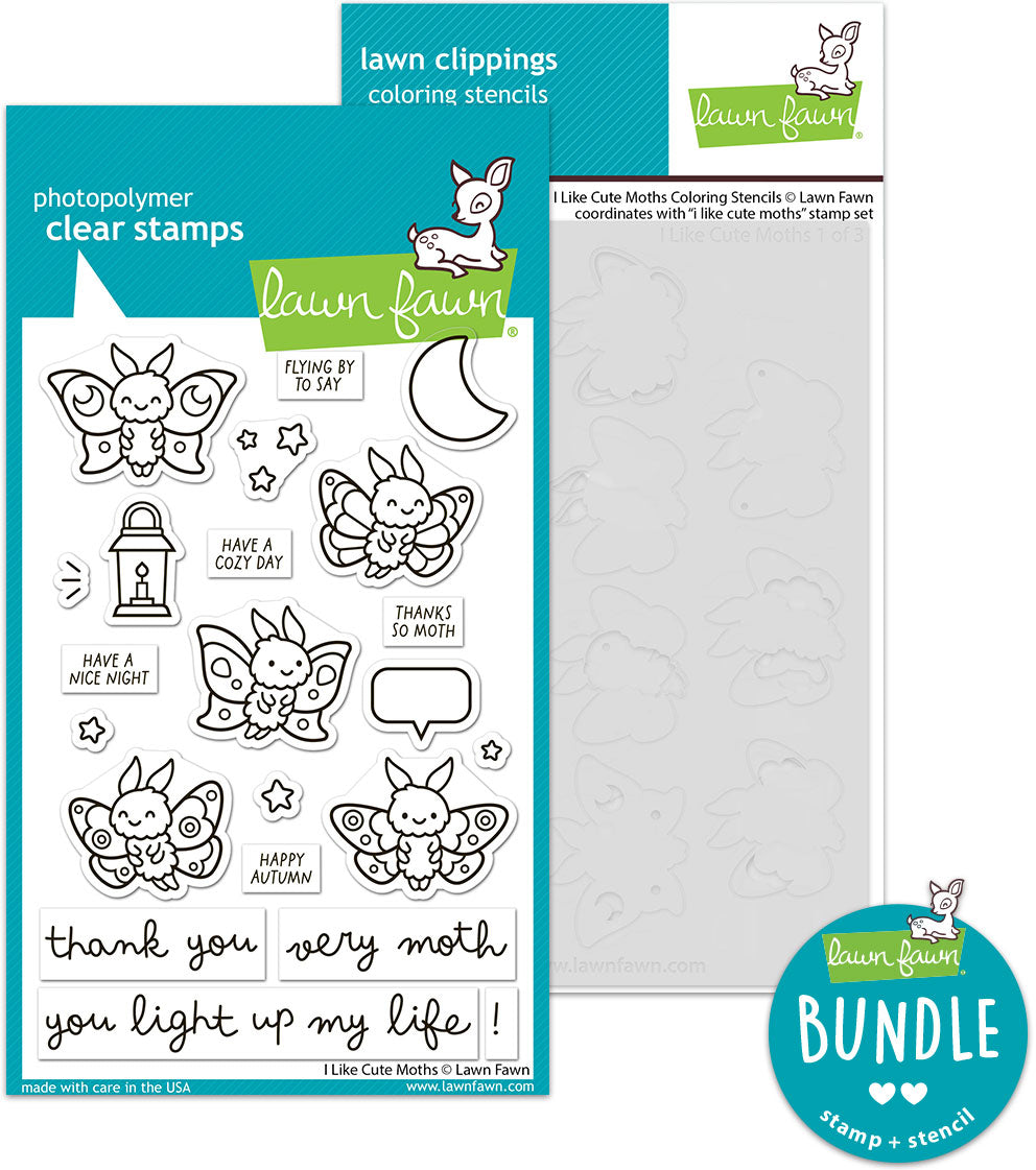 i like cute moths (stamp+coloring stencil bundle)
