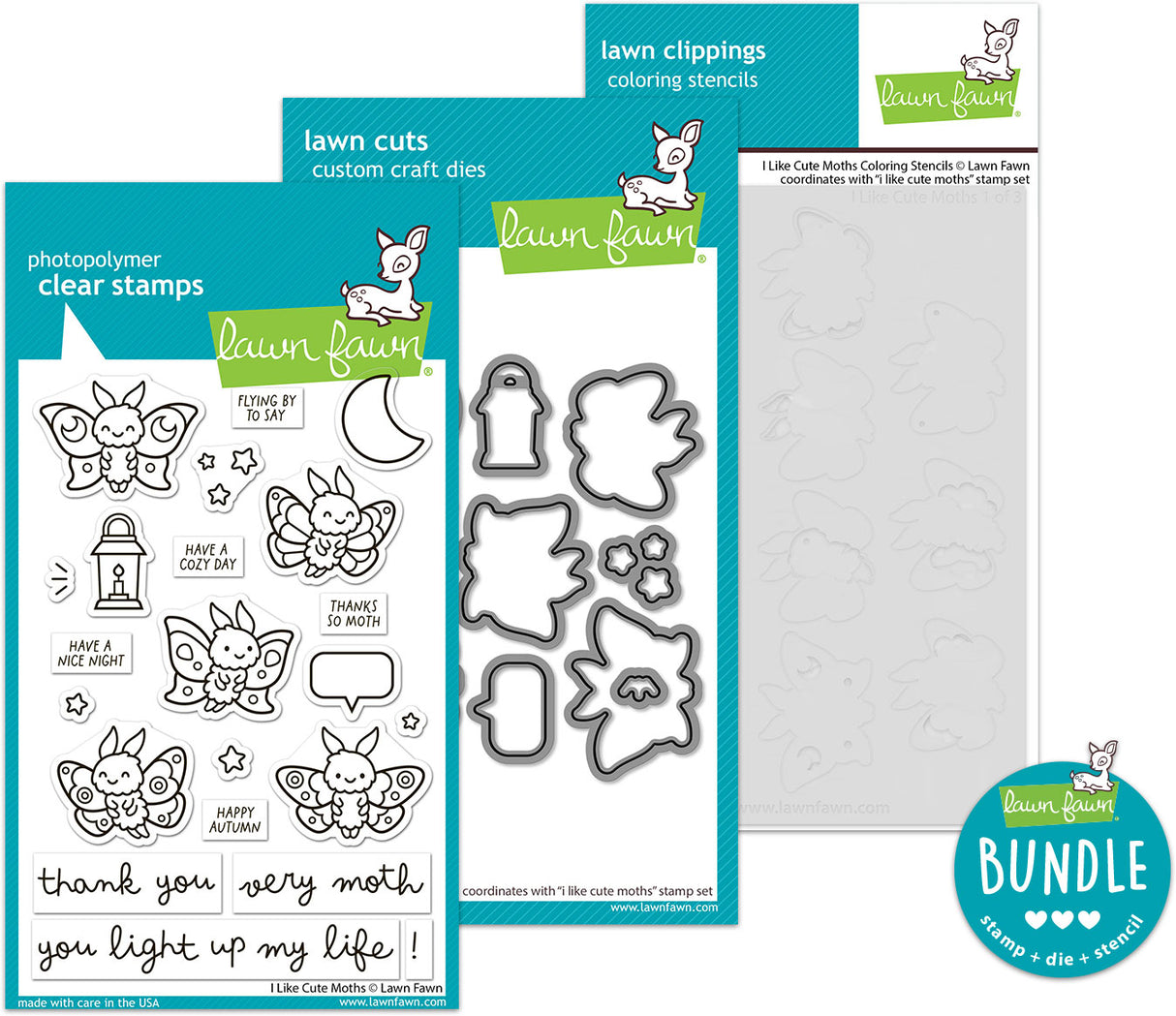 i like cute moths (stamp+die+coloring stencil bundle)