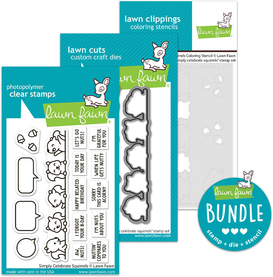 simply celebrate squirrels (stamp+die+coloring stencil bundle)