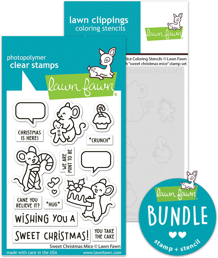 sweet christmas mice (stamp+coloring stencil bundle)