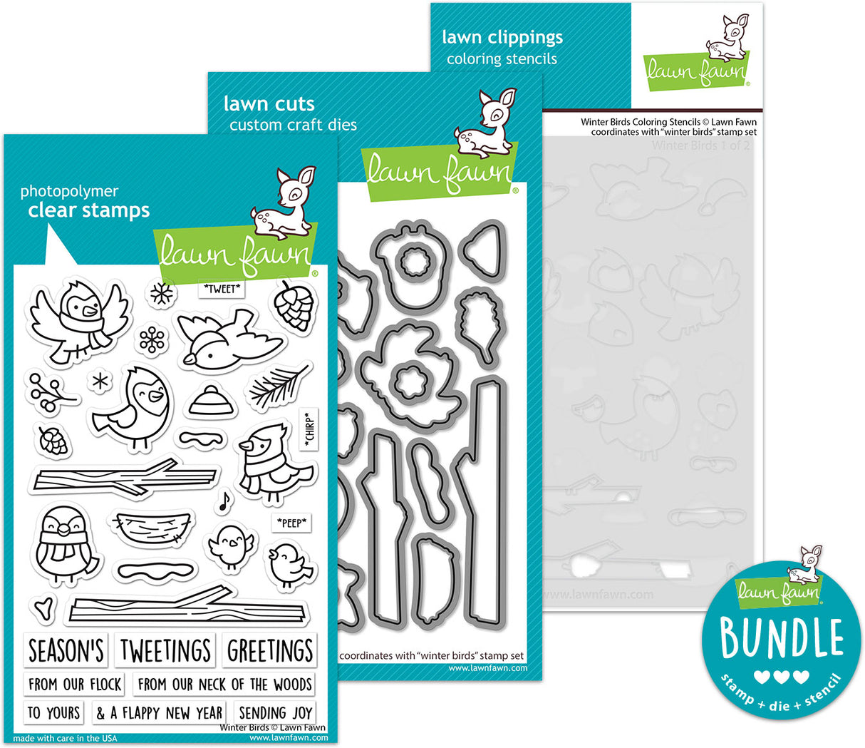 winter birds (stamp+die+coloring stencil bundle)