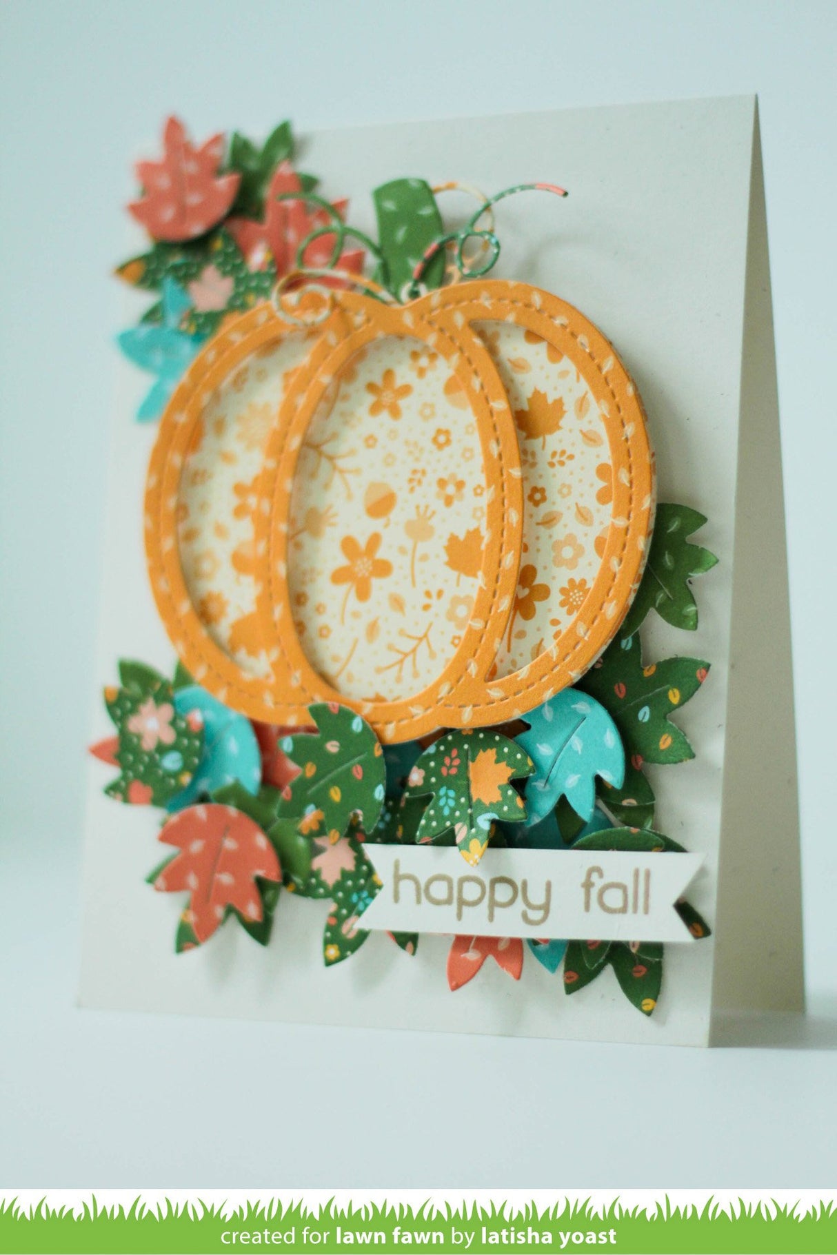 outside in stitched pumpkin