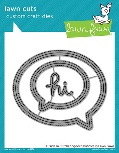 outside in stitched speech bubbles