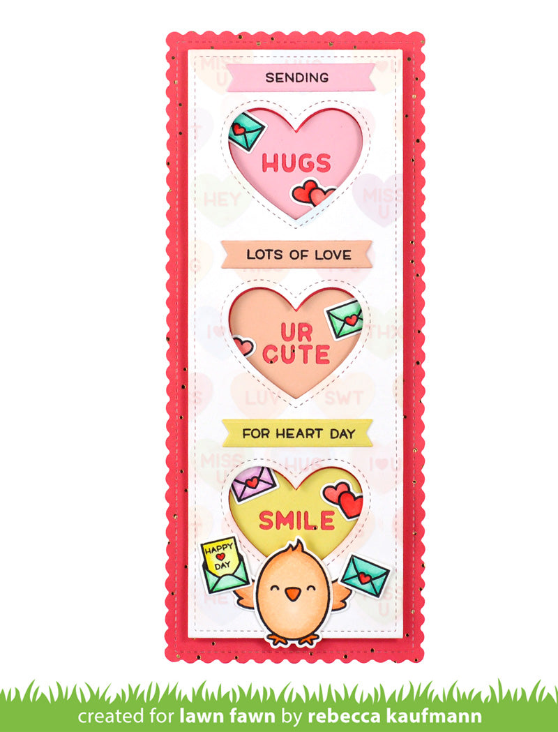 scalloped slimline with hearts: portrait