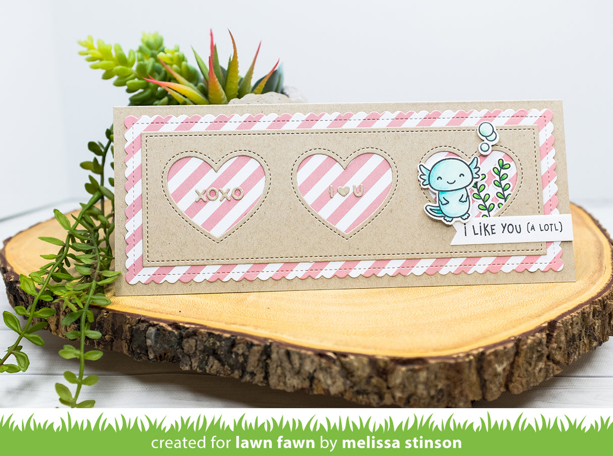 scalloped slimline with hearts: landscape