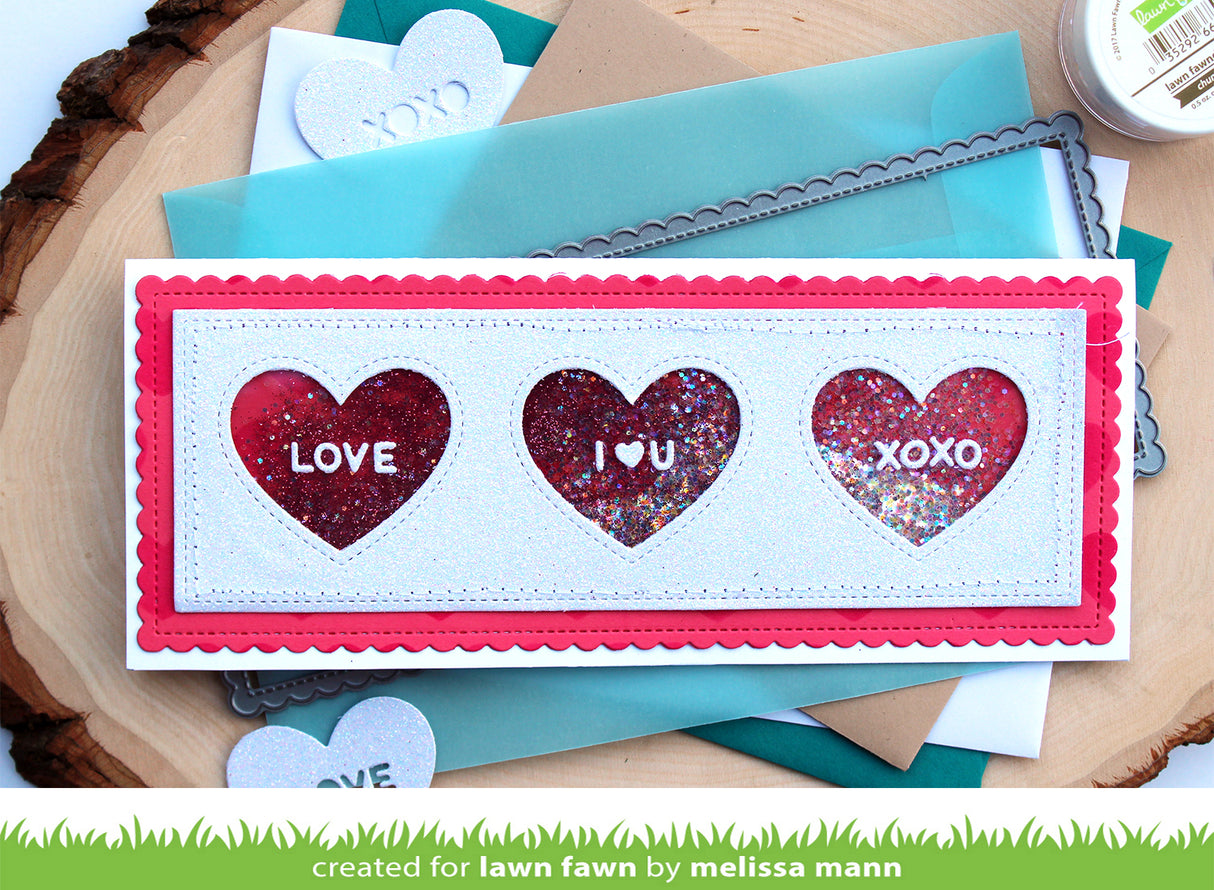 scalloped slimline with hearts: landscape