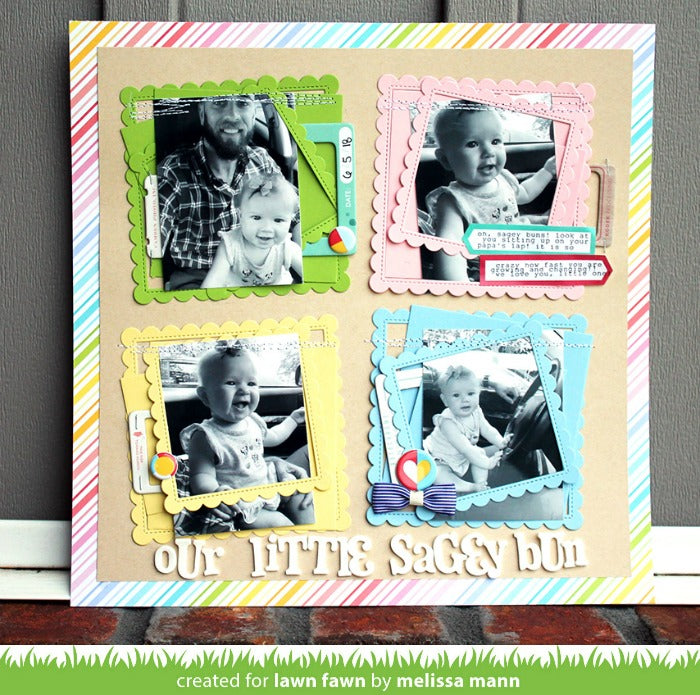 stitched scalloped square frames